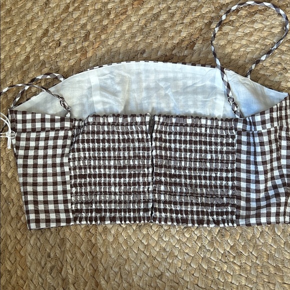 NWT • STAUD Frederico Crop Tank in Chocolate Gingham - Picture 5 of 5